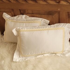 Gold Leaves Embroidery Design Pillow Set decorative throw pillows 20"×14" aprox.